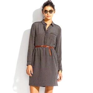 Madewell Cinema Silk Houndstooth shirt Dress 2